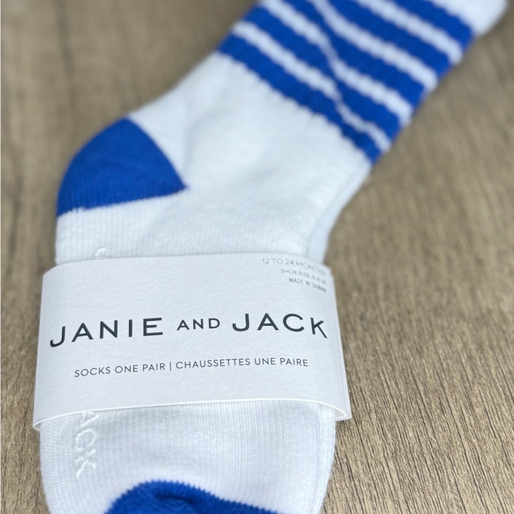 Janie and Jack Striped Blue and White Socks